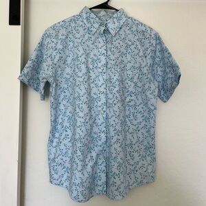 Vintage Cabin Creek Floral Blue Button Down Collared Shirt 90s Flower Preppy 8